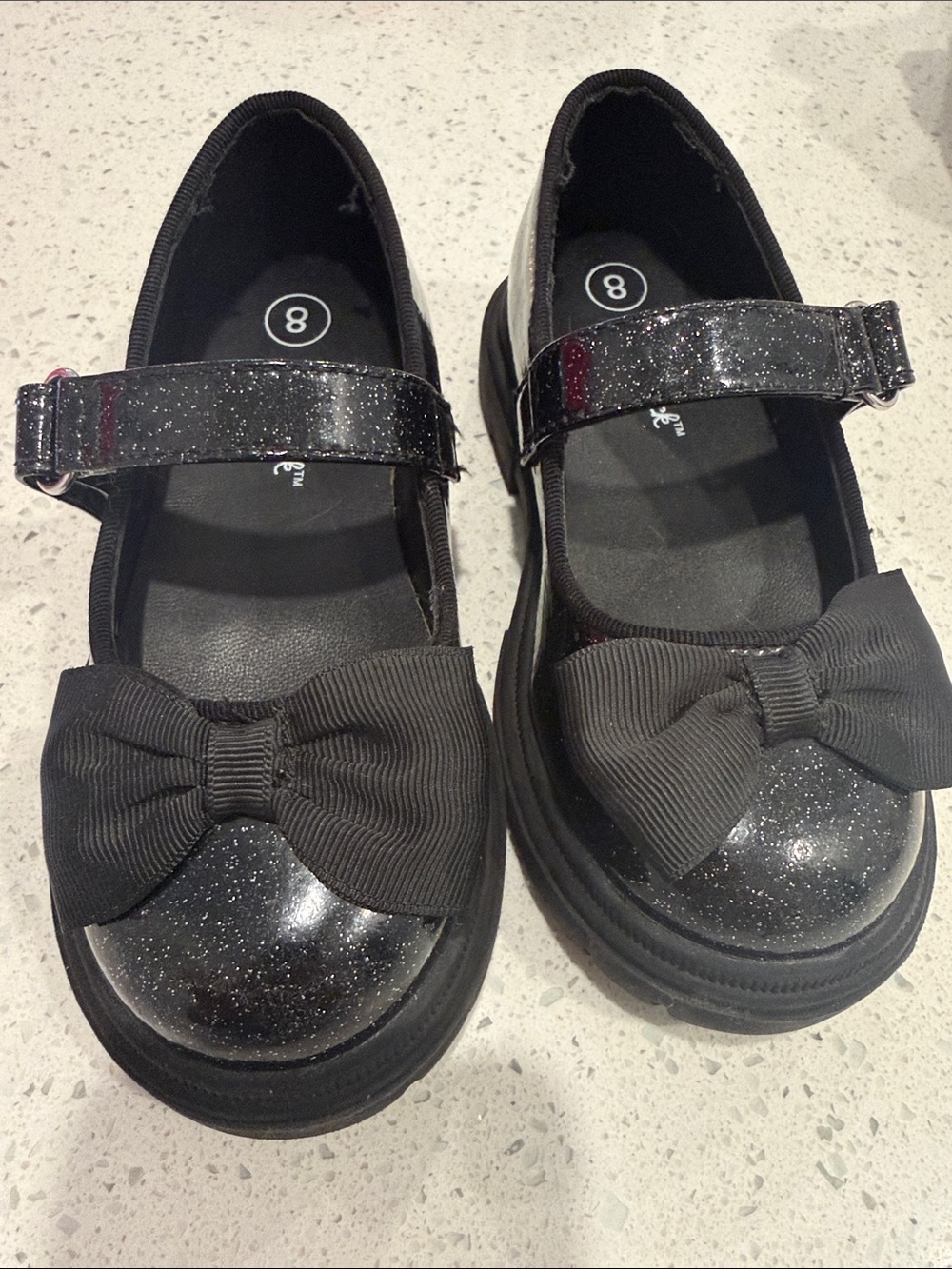 Cat & Jack Black Glitter Mary Jane Bow Shoes for Kids